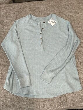 American Eagle Henley Long-Sleeve Top